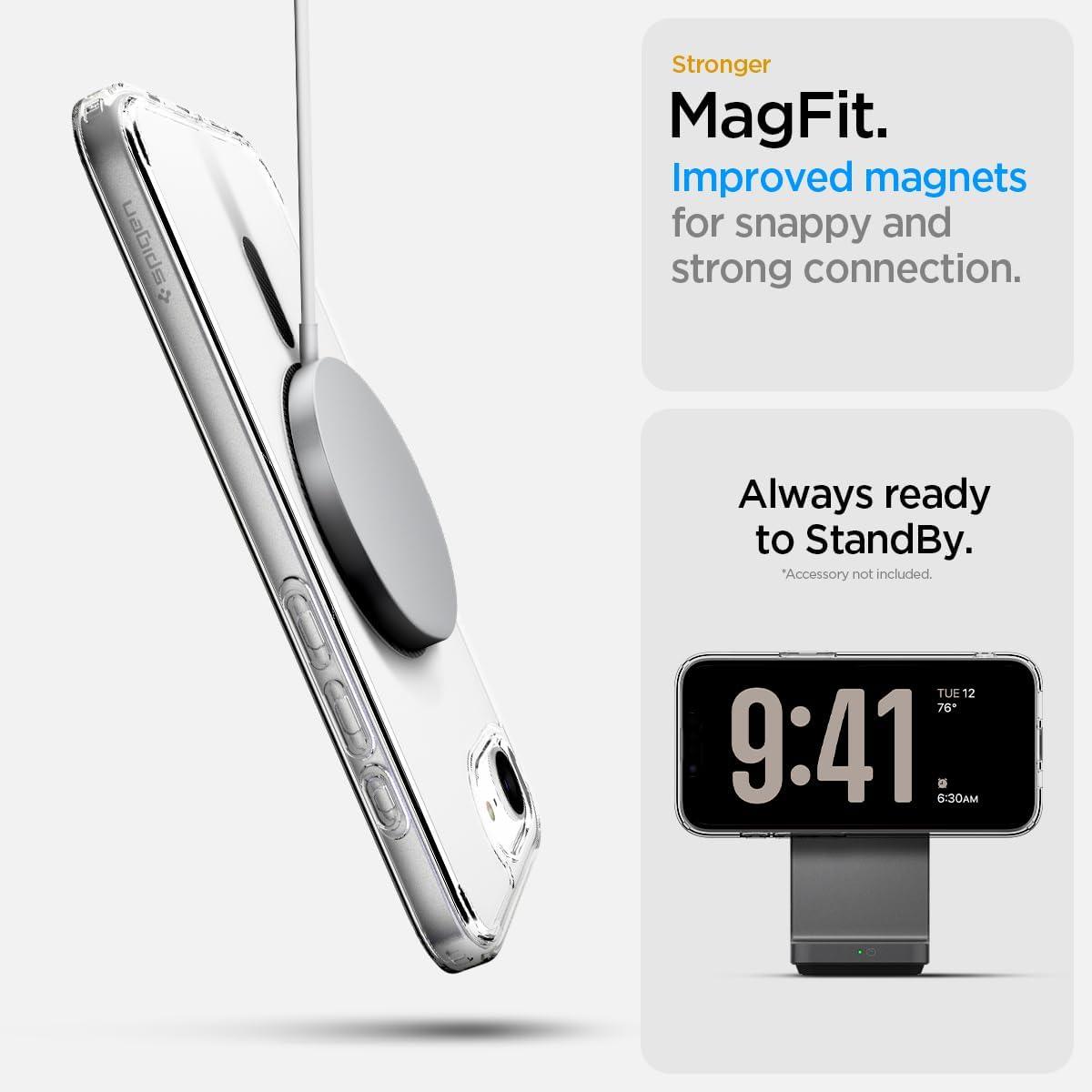 imageSpigen for iPhone 14 Case Ultra Hybrid MagFit AntiYellowing Compatible with Magsafe ClearCarbon Fiber