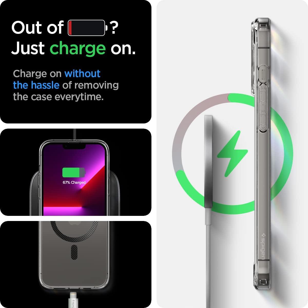 imageSpigen for iPhone 14 Case Ultra Hybrid MagFit AntiYellowing Compatible with Magsafe ClearCarbon Fiber