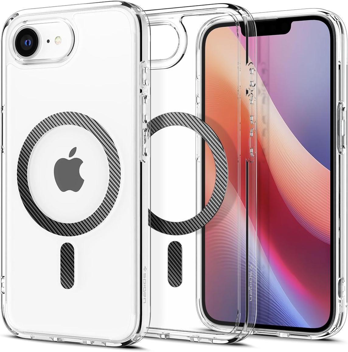 imageSpigen for iPhone 14 Case Ultra Hybrid MagFit AntiYellowing Compatible with Magsafe ClearCarbon Fiber
