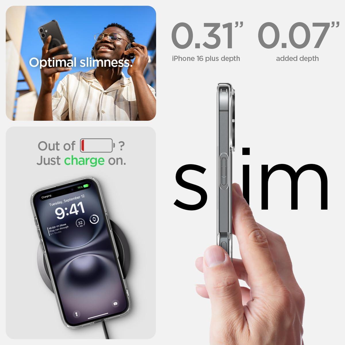 imageSpigen for iPhone 14 Case Ultra Hybrid MagFit AntiYellowing Compatible with Magsafe ClearCarbon Fiber