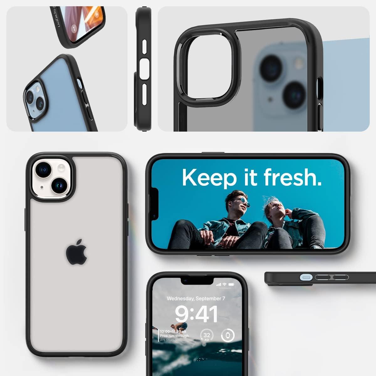 imageSpigen for iPhone 14 Case Ultra Hybrid No Magnet RingAntiYellowing Crystal ClearFrost Black