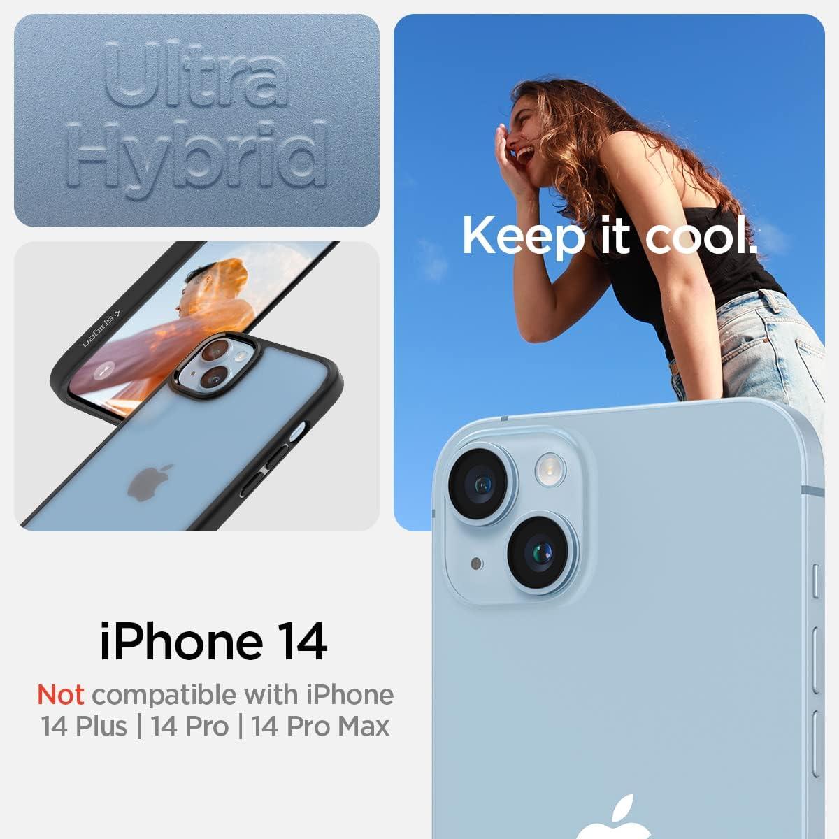 imageSpigen for iPhone 14 Case Ultra Hybrid No Magnet RingAntiYellowing Crystal ClearFrost Black