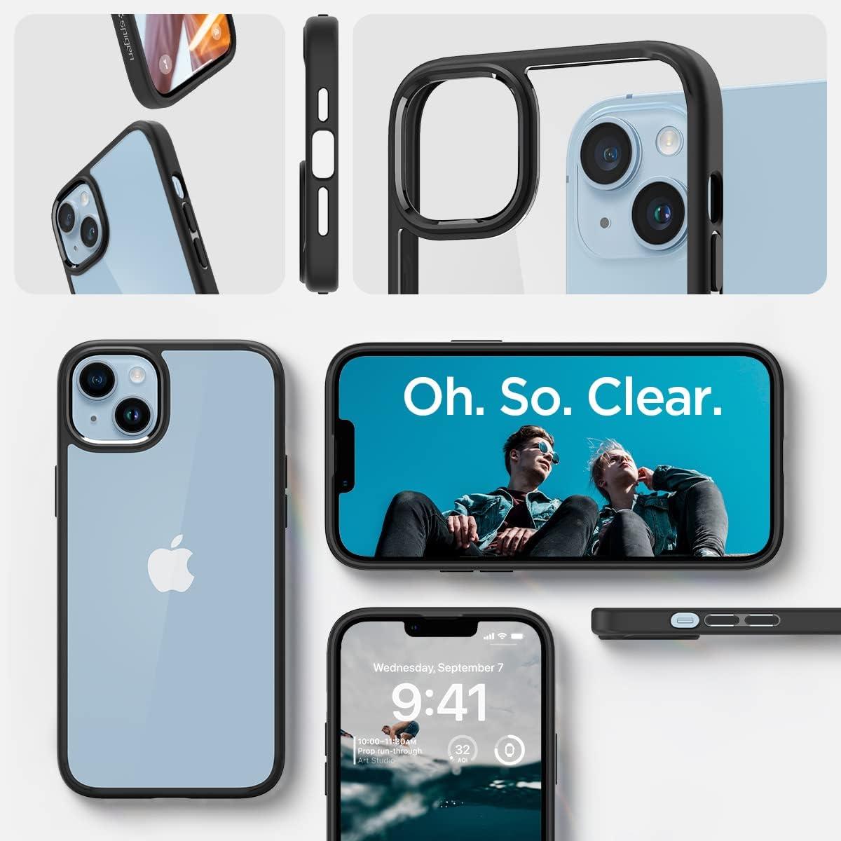 imageSpigen for iPhone 14 Case Ultra Hybrid No Magnet RingAntiYellowing Crystal ClearMatte Black