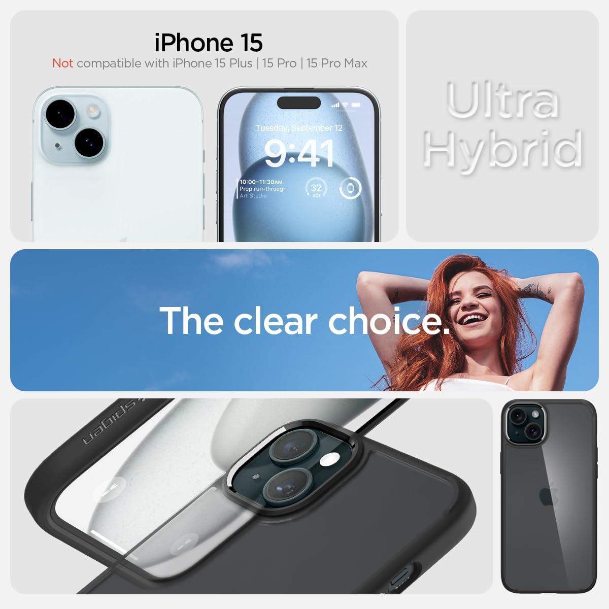 imageSpigen for iPhone 14 Case Ultra Hybrid No Magnet RingAntiYellowing Crystal ClearMatte Black