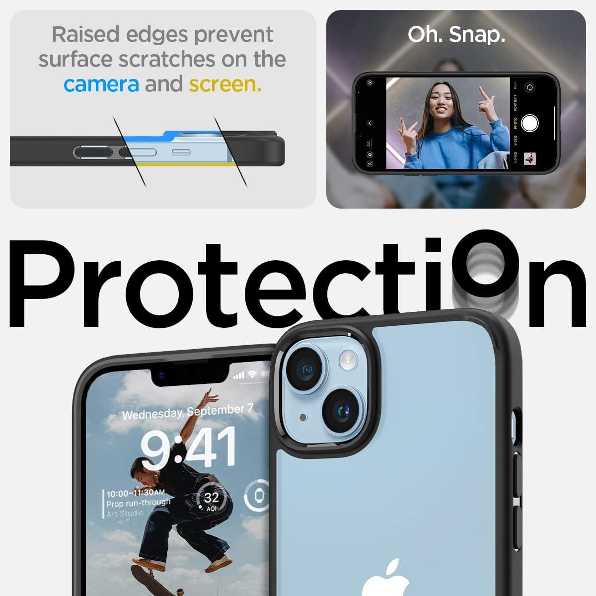 imageSpigen for iPhone 14 Case Ultra Hybrid No Magnet RingAntiYellowing Crystal ClearMatte Black