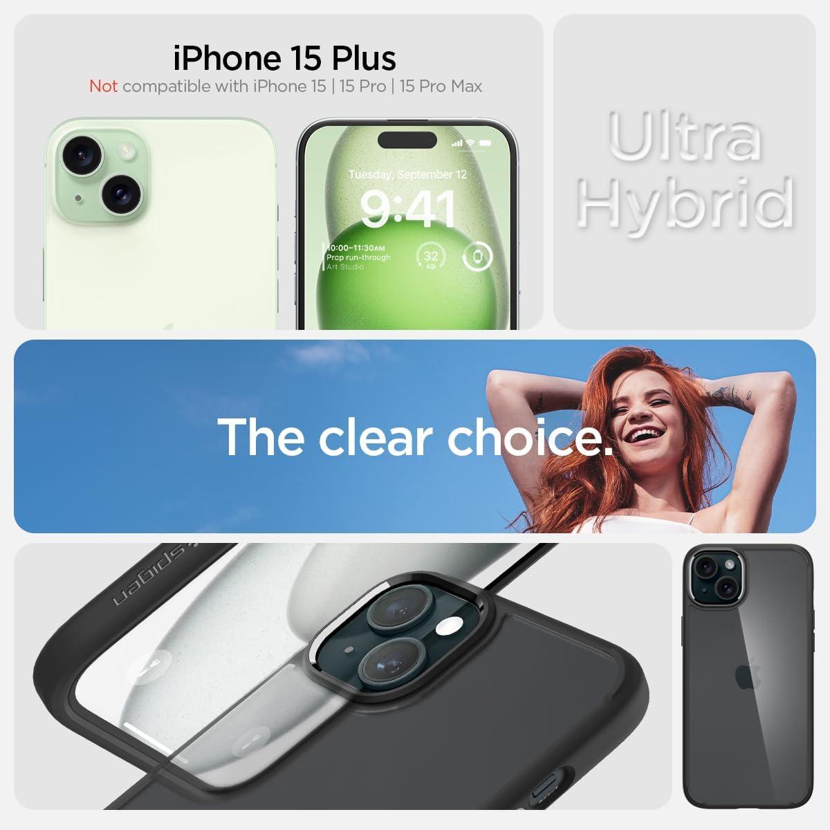 imageSpigen for iPhone 14 Case Ultra Hybrid No Magnet RingAntiYellowing Crystal ClearMatte Black