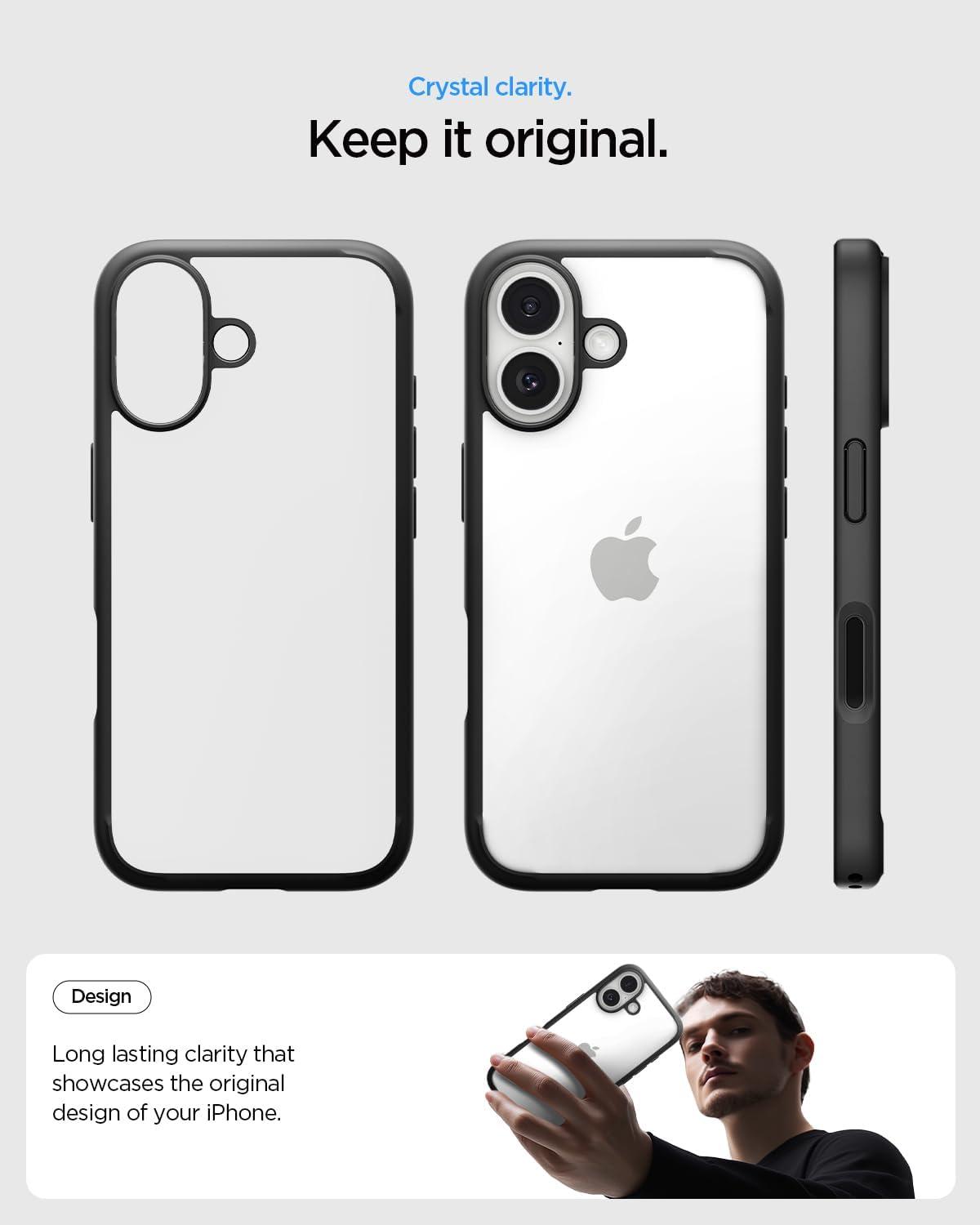 imageSpigen for iPhone 14 Case Ultra Hybrid No Magnet RingAntiYellowing Crystal ClearMatte Black