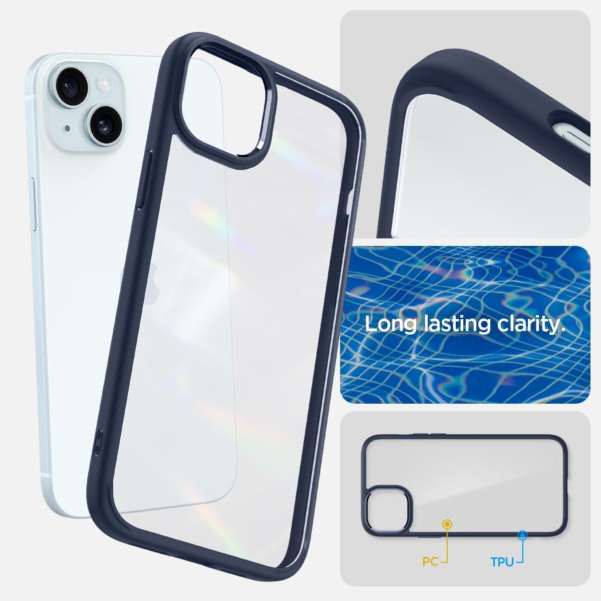 imageSpigen for iPhone 14 Case Ultra Hybrid No Magnet RingAntiYellowing Crystal ClearNavy Blue