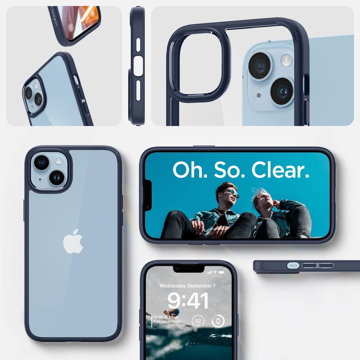 imageSpigen for iPhone 14 Case Ultra Hybrid No Magnet RingAntiYellowing Crystal ClearNavy Blue