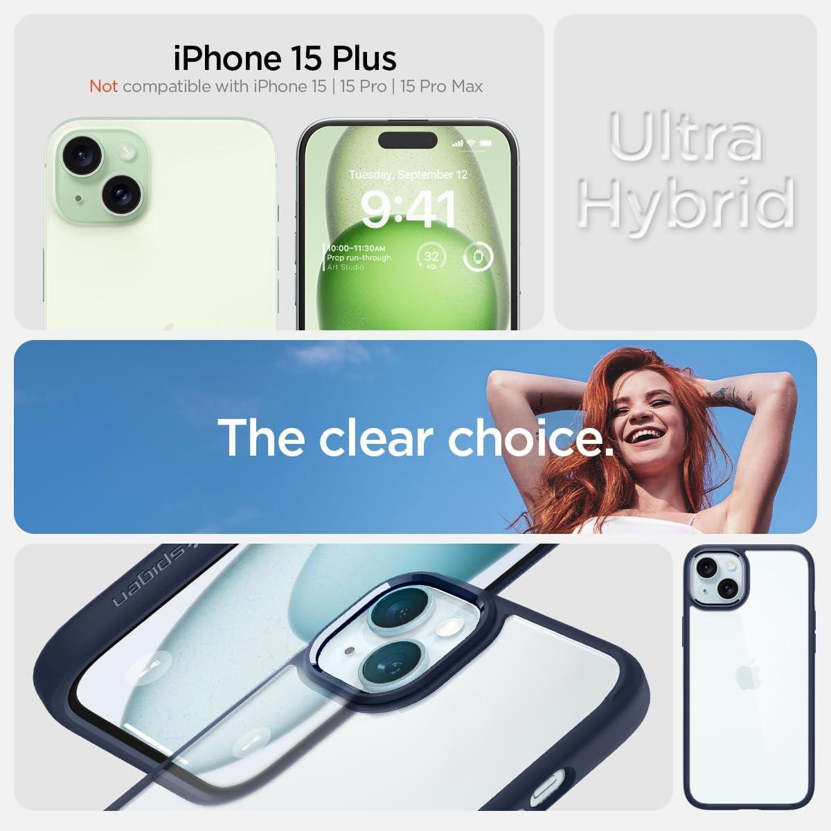 imageSpigen for iPhone 14 Case Ultra Hybrid No Magnet RingAntiYellowing Crystal ClearNavy Blue