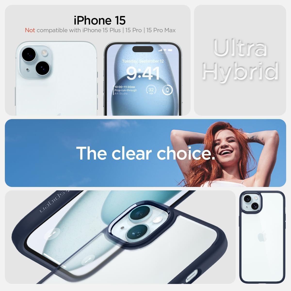 imageSpigen for iPhone 14 Case Ultra Hybrid No Magnet RingAntiYellowing Crystal ClearNavy Blue