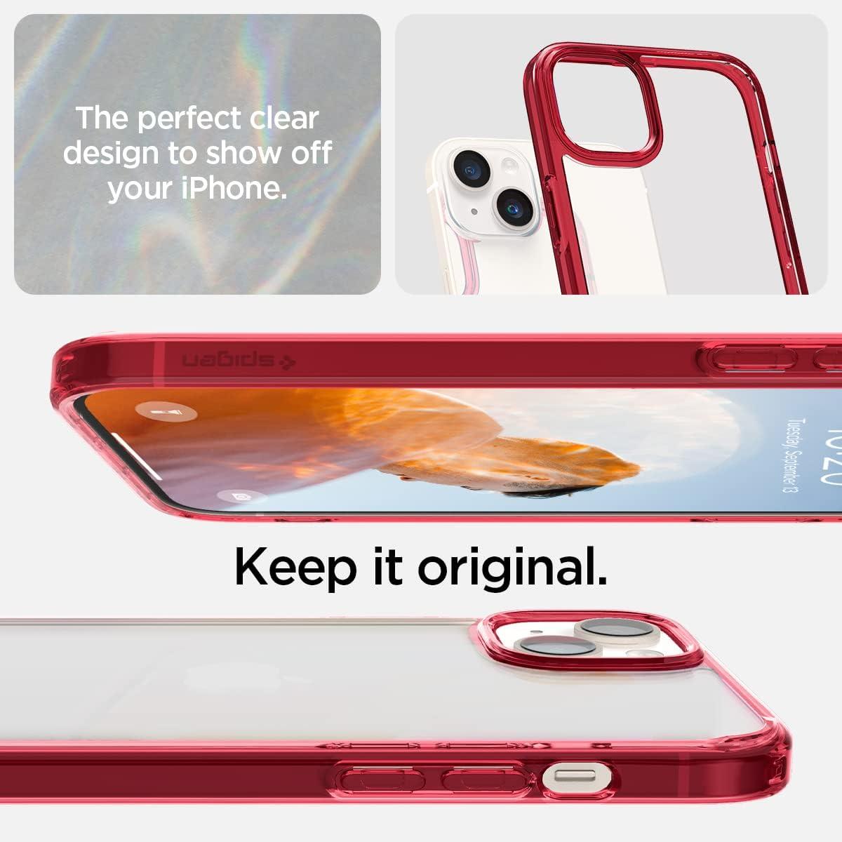 imageSpigen for iPhone 14 Case Ultra Hybrid No Magnet RingAntiYellowing Crystal ClearRed Crystal