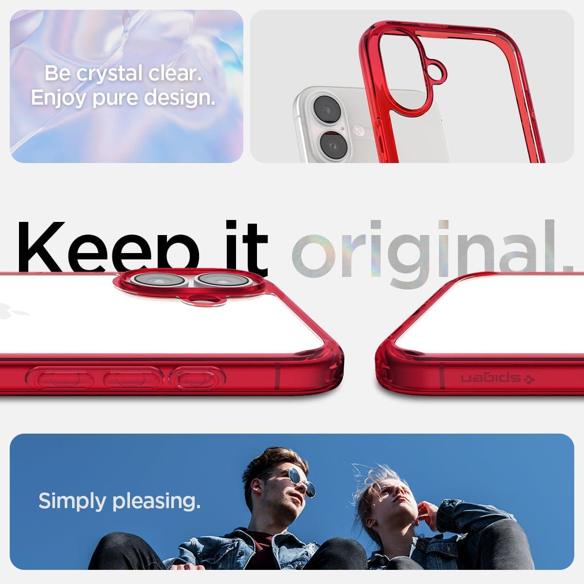 imageSpigen for iPhone 14 Case Ultra Hybrid No Magnet RingAntiYellowing Crystal ClearRed Crystal