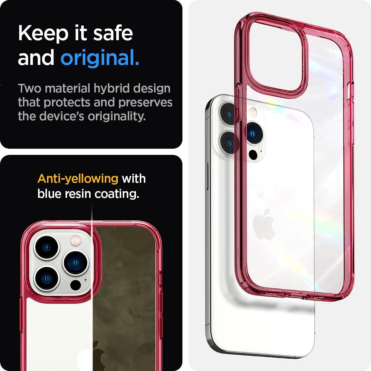 imageSpigen for iPhone 14 Case Ultra Hybrid No Magnet RingAntiYellowing Crystal ClearRed Crystal