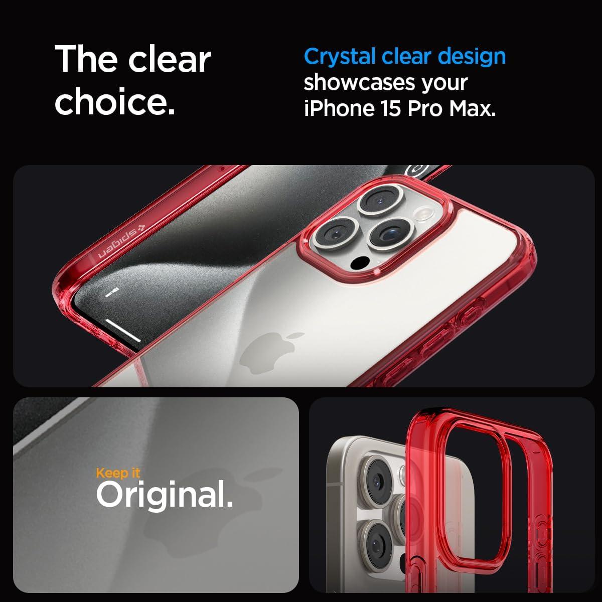 imageSpigen for iPhone 14 Case Ultra Hybrid No Magnet RingAntiYellowing Crystal ClearRed Crystal