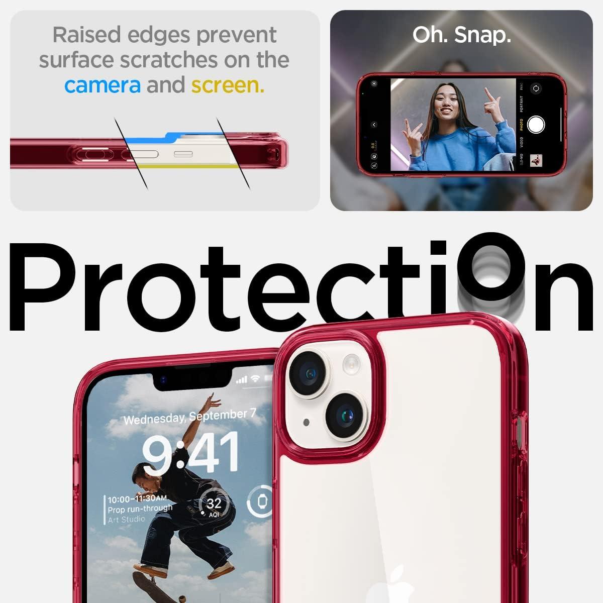 imageSpigen for iPhone 14 Case Ultra Hybrid No Magnet RingAntiYellowing Crystal ClearRed Crystal