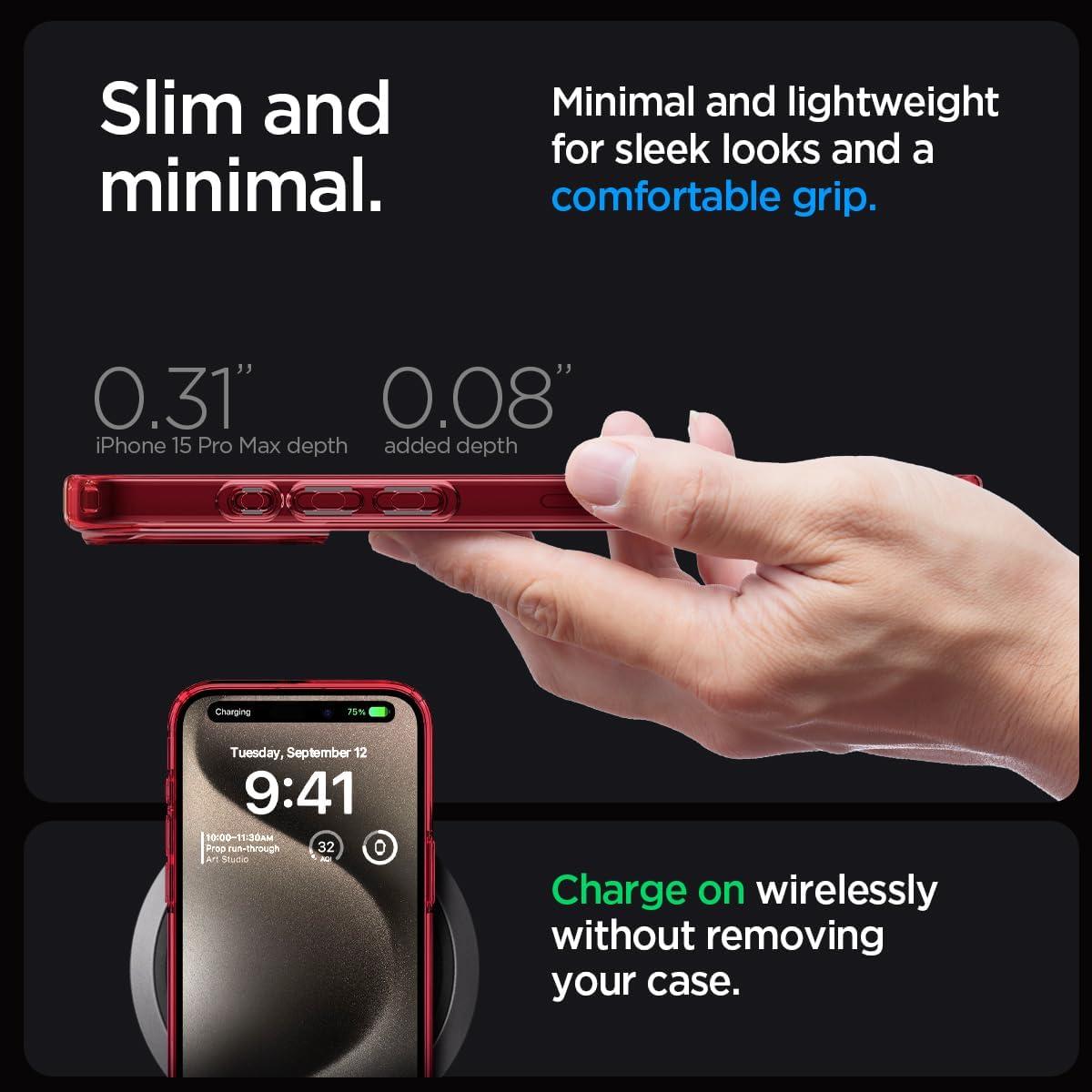 imageSpigen for iPhone 14 Case Ultra Hybrid No Magnet RingAntiYellowing Crystal ClearRed Crystal