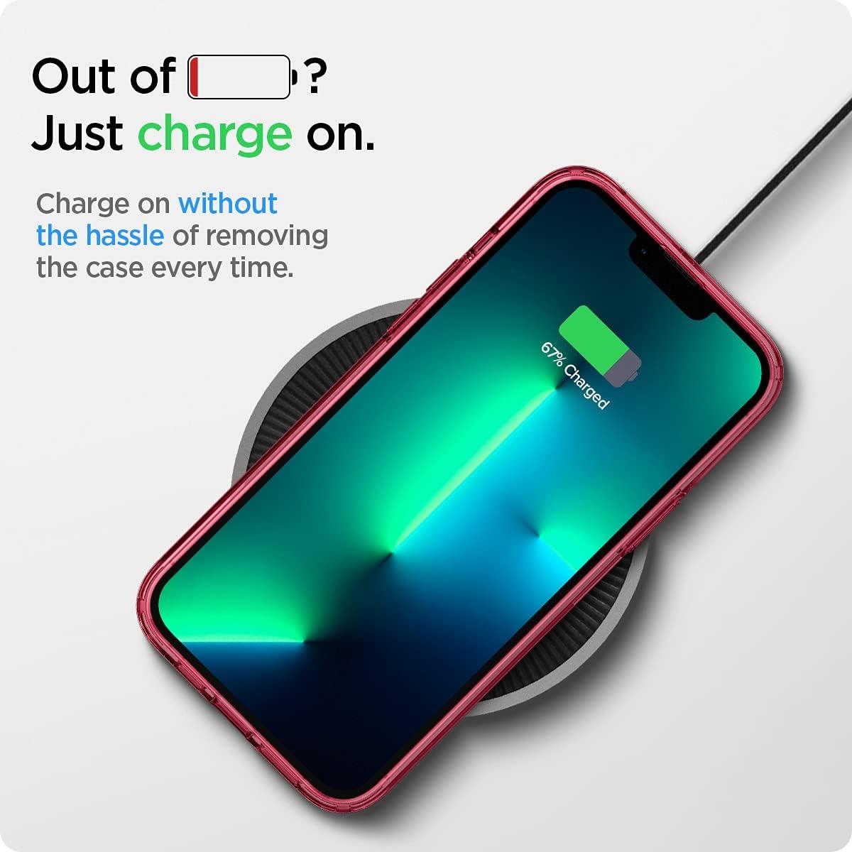 imageSpigen for iPhone 14 Case Ultra Hybrid No Magnet RingAntiYellowing Crystal ClearRed Crystal