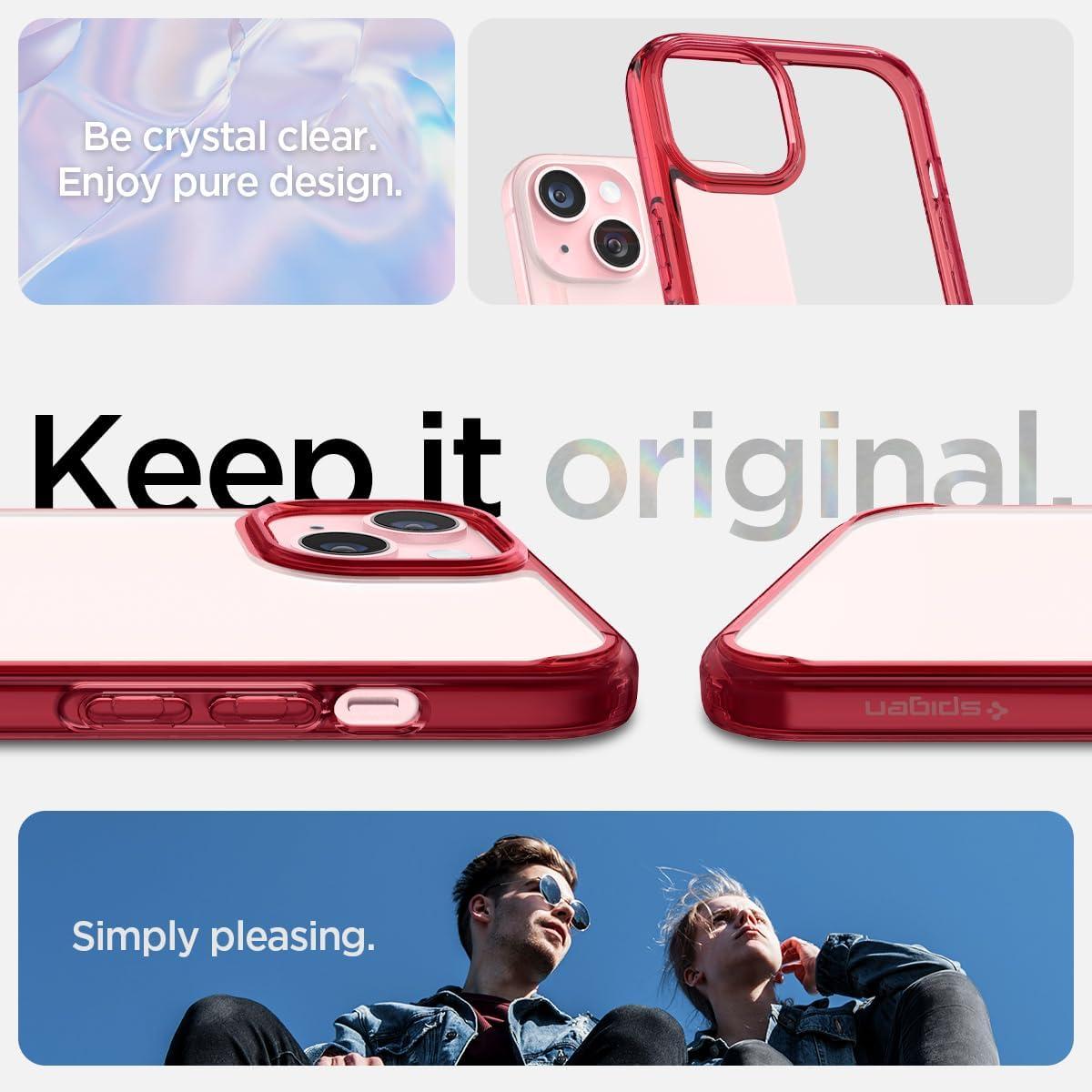 imageSpigen for iPhone 14 Case Ultra Hybrid No Magnet RingAntiYellowing Crystal ClearRed Crystal