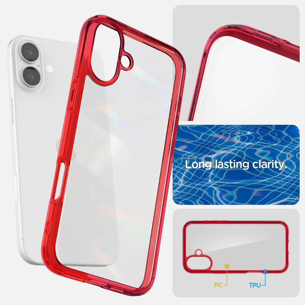 imageSpigen for iPhone 14 Case Ultra Hybrid No Magnet RingAntiYellowing Crystal ClearRed Crystal