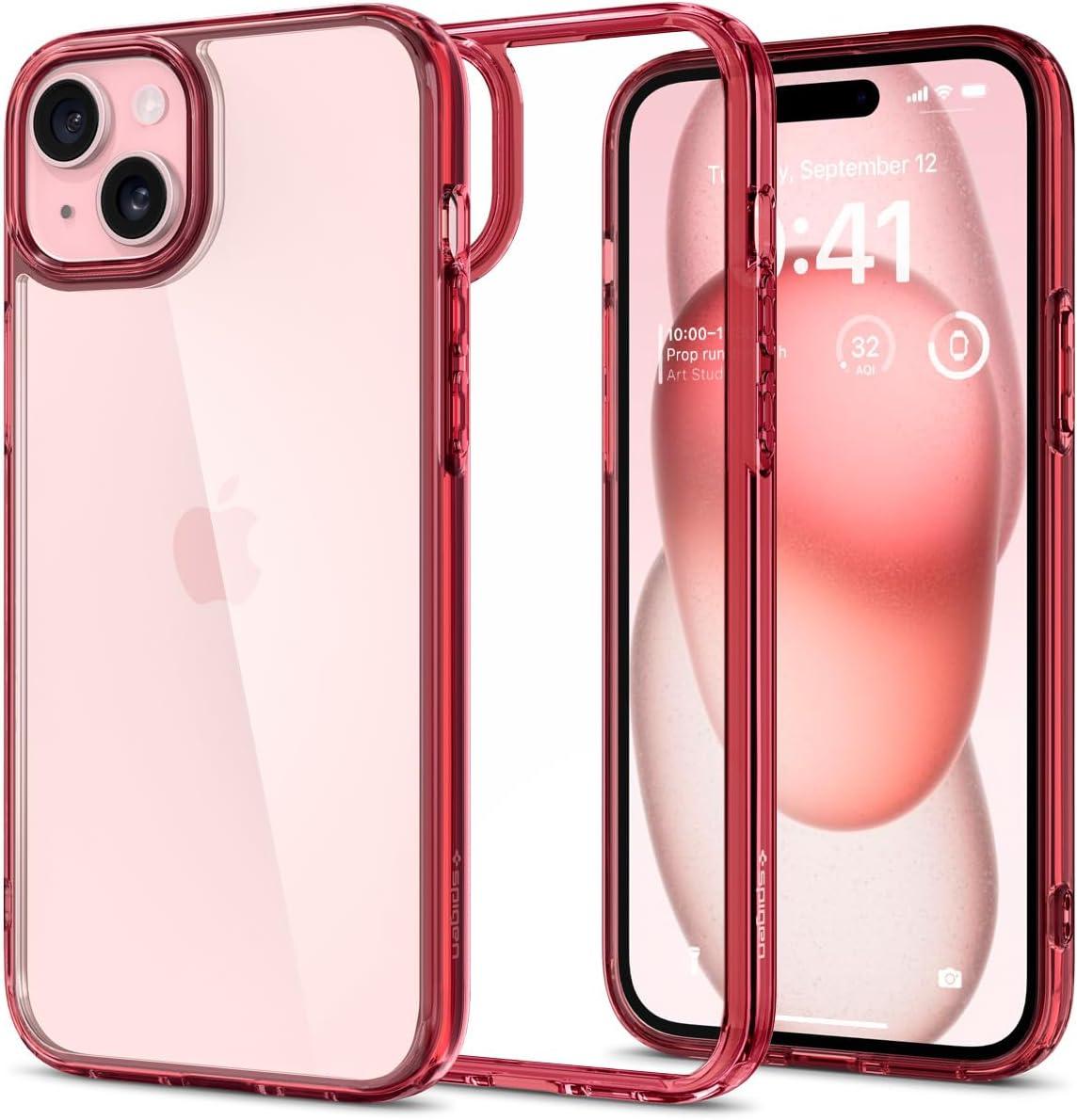 imageSpigen for iPhone 14 Case Ultra Hybrid No Magnet RingAntiYellowing Crystal ClearRed Crystal