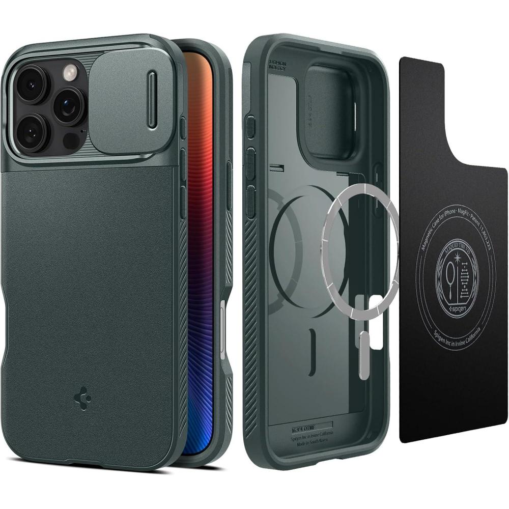 imageSpigen Optik Armor MagFit Designed for iPhone 14 Pro Max Case 2022 MilitaryGrade Protection Compatible with MagSafe  BlackAbyss Green