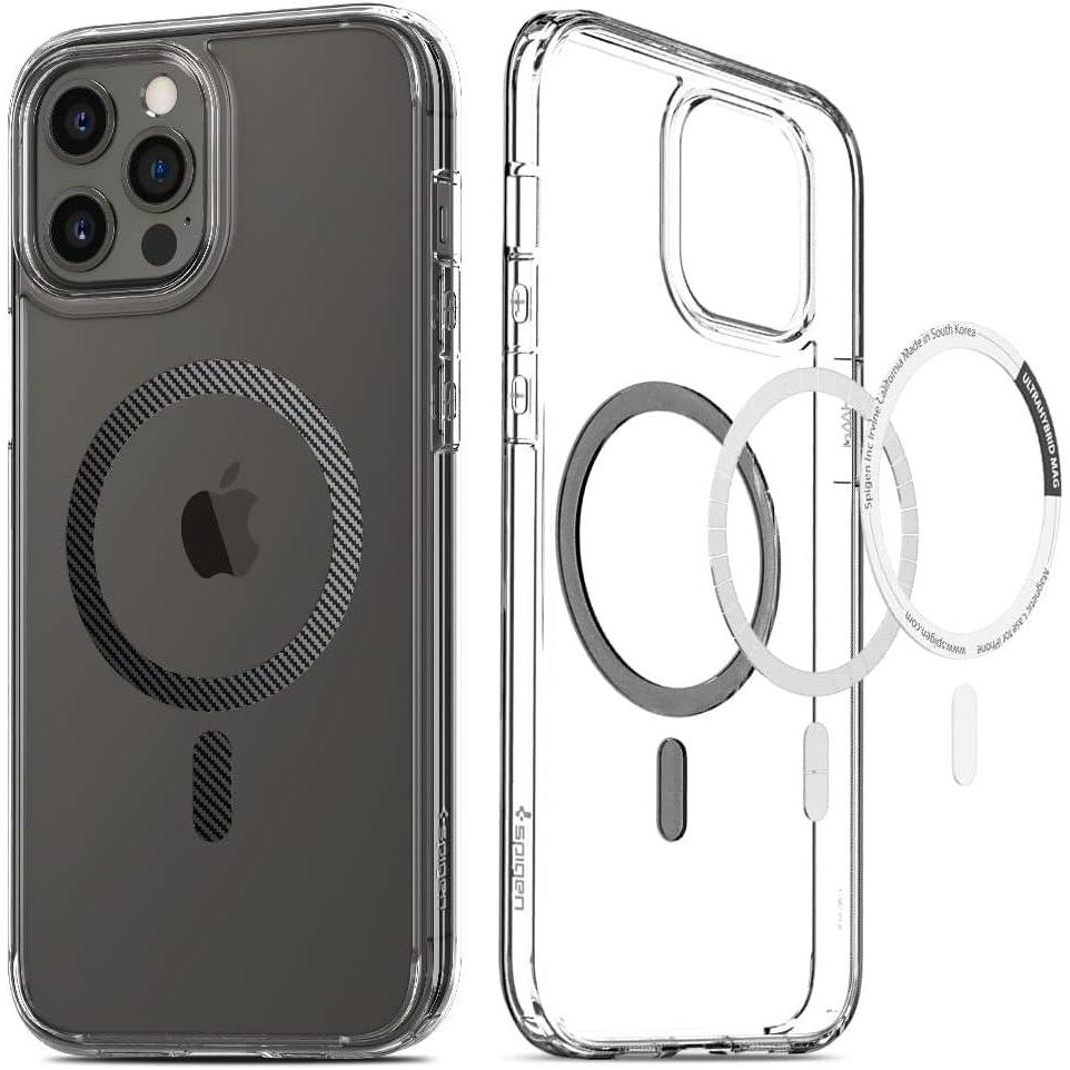 imageSpigen for iPhone 12 Pro Case amp for iPhone 12 Ultra Hybrid MagFit AntiYellowing Compatible with Magsafe  ClearCarbon Fiber