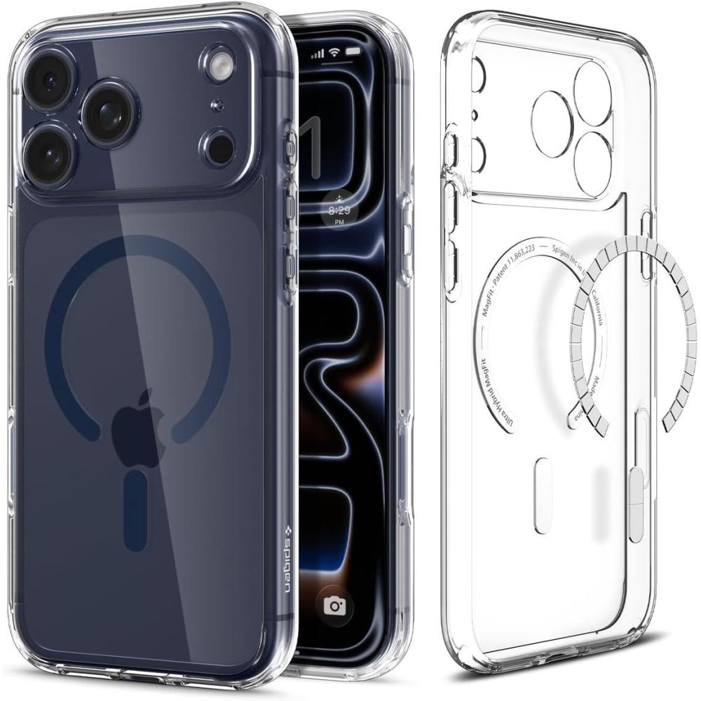 imageSpigen for iPhone 12 Pro Case amp for iPhone 12 Ultra Hybrid MagFit AntiYellowing Compatible with Magsafe  ClearClear Deep Blue