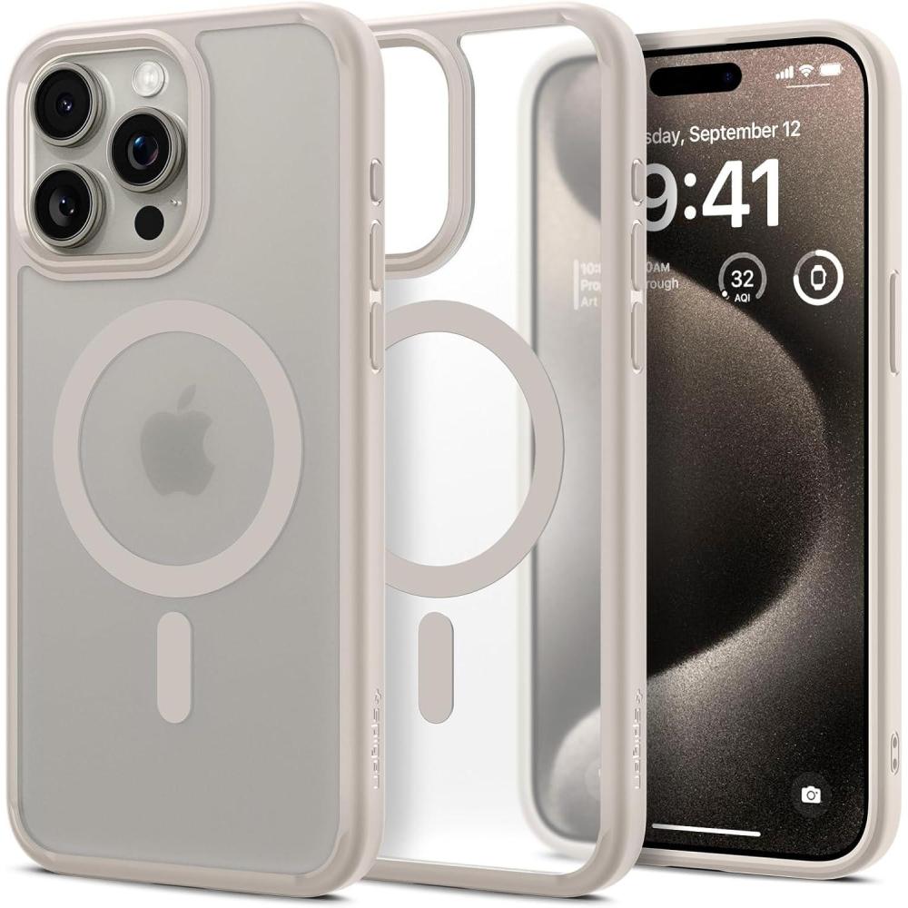 imageSpigen for iPhone 14 Case Ultra Hybrid MagFit AntiYellowing Compatible with Magsafe  ClearFrost Natural Titanium