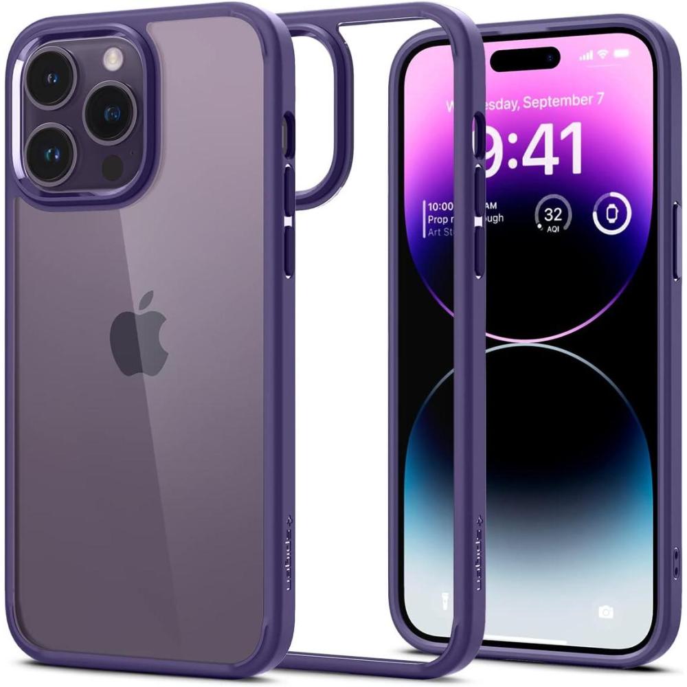 imageSpigen for iPhone 14 Case Ultra Hybrid No Magnet RingAntiYellowing Crystal ClearDeep Purple