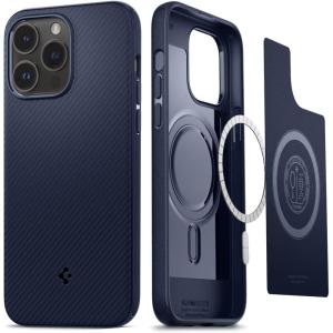 Spigen Mag Armor MagFit Designed for iPhone 14 Pro Case (2022) [Military-Grade Protection] Compatible with MagSafe – Matte Black(Navy Blue)
