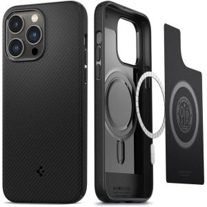 Spigen Mag Armor MagFit Designed for iPhone 14 Pro Max Case (2022) [Military-Grade Protection] Compatible with MagSafe – Matte Black(Matte Black)