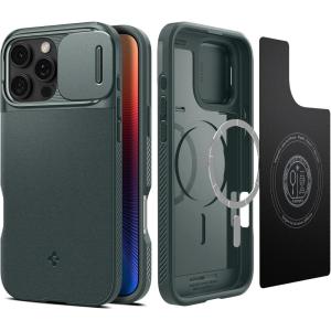 Spigen Optik Armor MagFit Designed for iPhone 14 Pro Max Case (2022) [Military-Grade Protection] Compatible with MagSafe – Black(Abyss Green)
