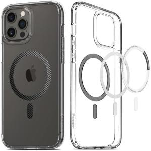 Spigen for iPhone 12 Pro Case & for iPhone 12, Ultra Hybrid MagFit [Anti-Yellowing] [Compatible with Magsafe] – Clear(Carbon Fiber)