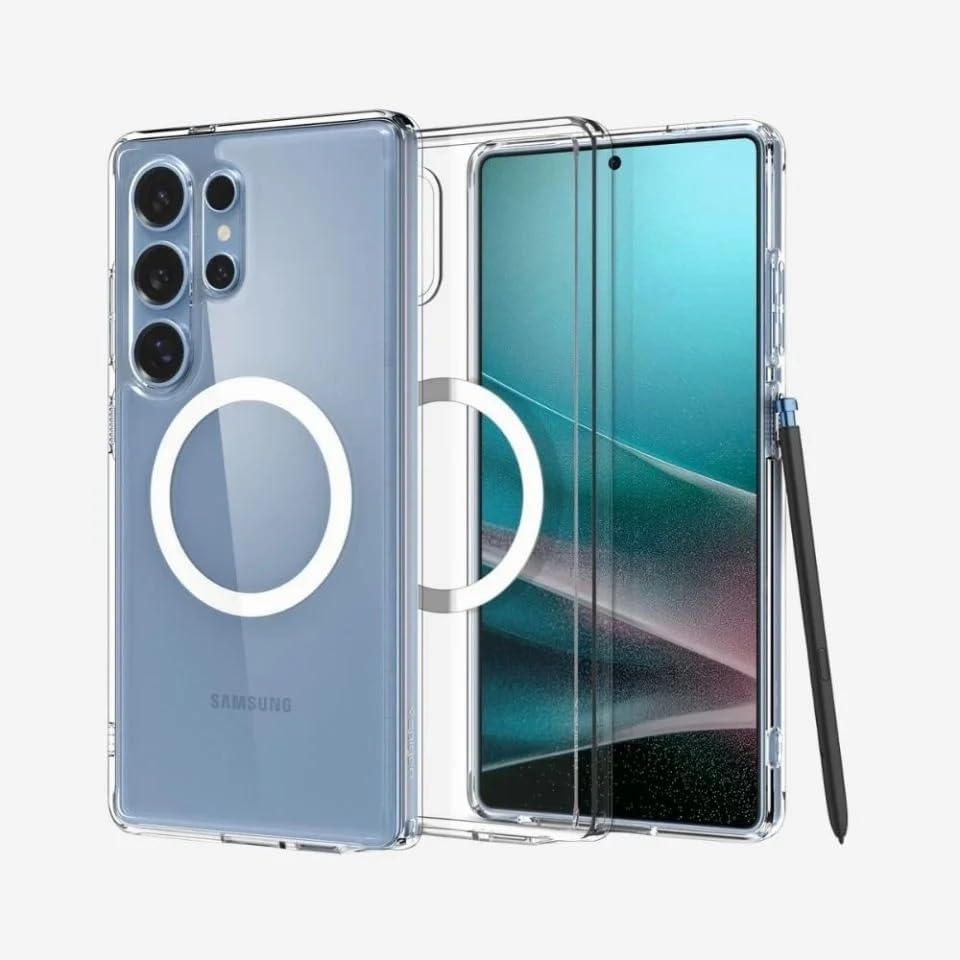 imageSpigen Crystal Hybrid MagFit Designed for Galaxy S25 Ultra Case 2025 MilitaryGrade Protection Compatible with MagSafe WhiteWhite