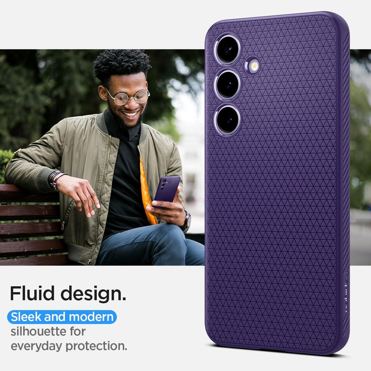 imageSpigen Liquid Air Designed for Galaxy S25 Edge Case 2025 No Magnet Ring MilitaryGrade Protection Marble GrayDeep Purple