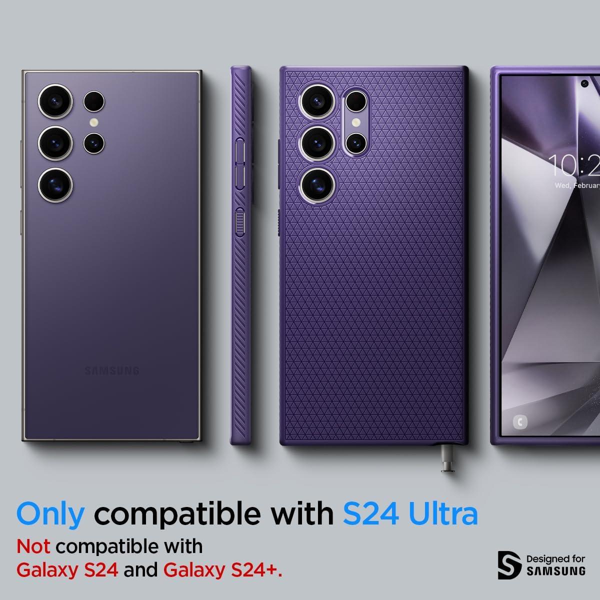 imageSpigen Liquid Air Designed for Galaxy S25 Edge Case 2025 No Magnet Ring MilitaryGrade Protection Marble GrayDeep Purple