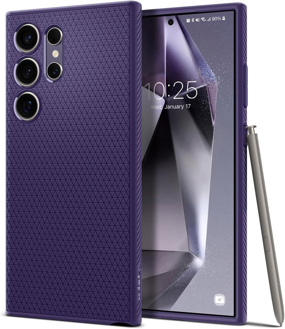 imageSpigen Liquid Air Designed for Galaxy S25 Edge Case 2025 No Magnet Ring MilitaryGrade Protection Marble GrayDeep Purple