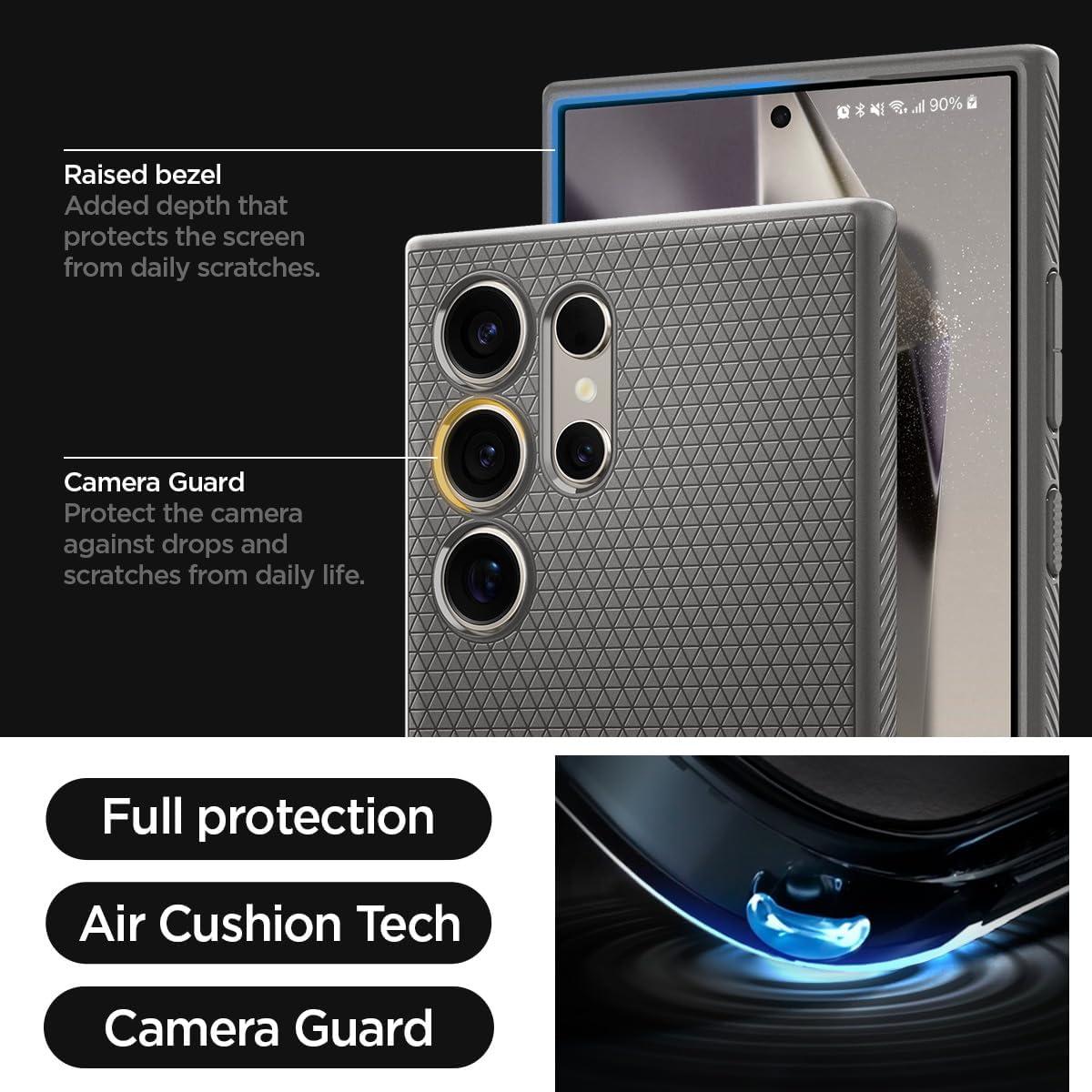 imageSpigen Liquid Air Designed for Galaxy S25 Edge Case 2025 No Magnet Ring MilitaryGrade Protection Marble GrayGranite Gray