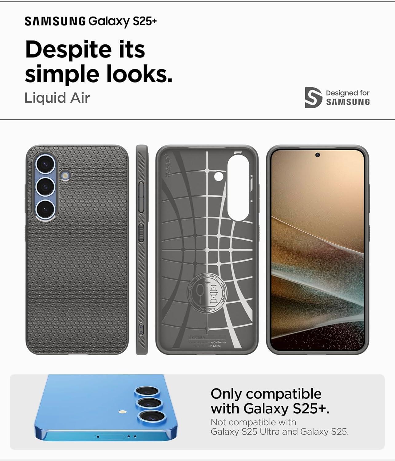 imageSpigen Liquid Air Designed for Galaxy S25 Edge Case 2025 No Magnet Ring MilitaryGrade Protection Marble GrayMarble Gray