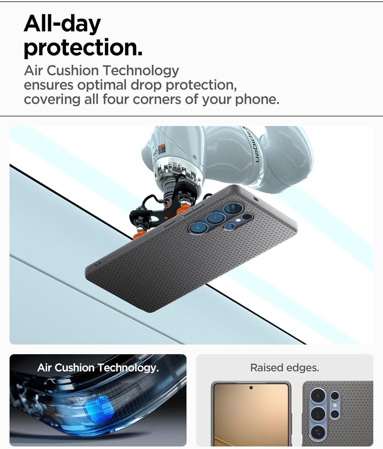 imageSpigen Liquid Air Designed for Galaxy S25 Edge Case 2025 No Magnet Ring MilitaryGrade Protection Marble GrayMarble Gray