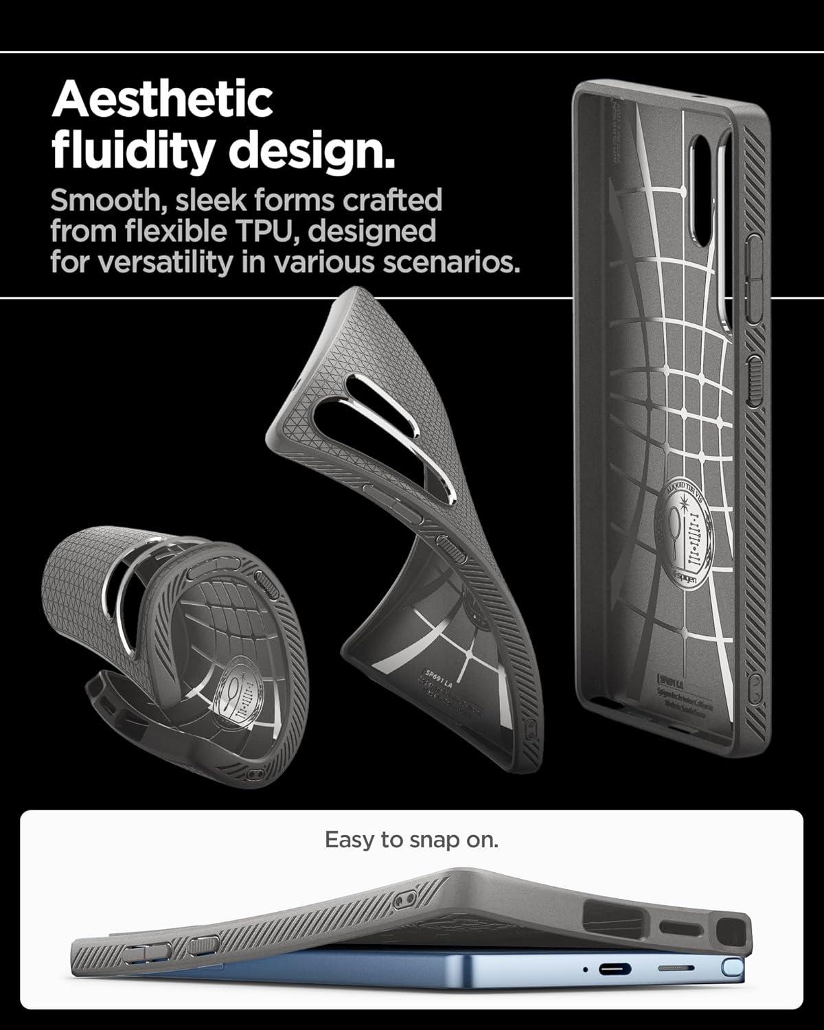 imageSpigen Liquid Air Designed for Galaxy S25 Edge Case 2025 No Magnet Ring MilitaryGrade Protection Marble GrayMarble Gray