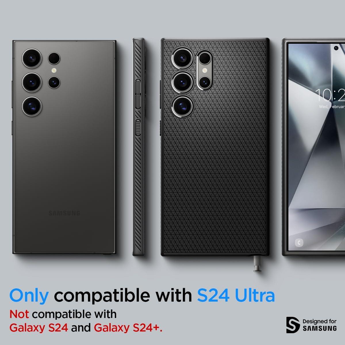 imageSpigen Liquid Air Designed for Galaxy S25 Edge Case 2025 No Magnet Ring MilitaryGrade Protection Marble GrayMatte Black