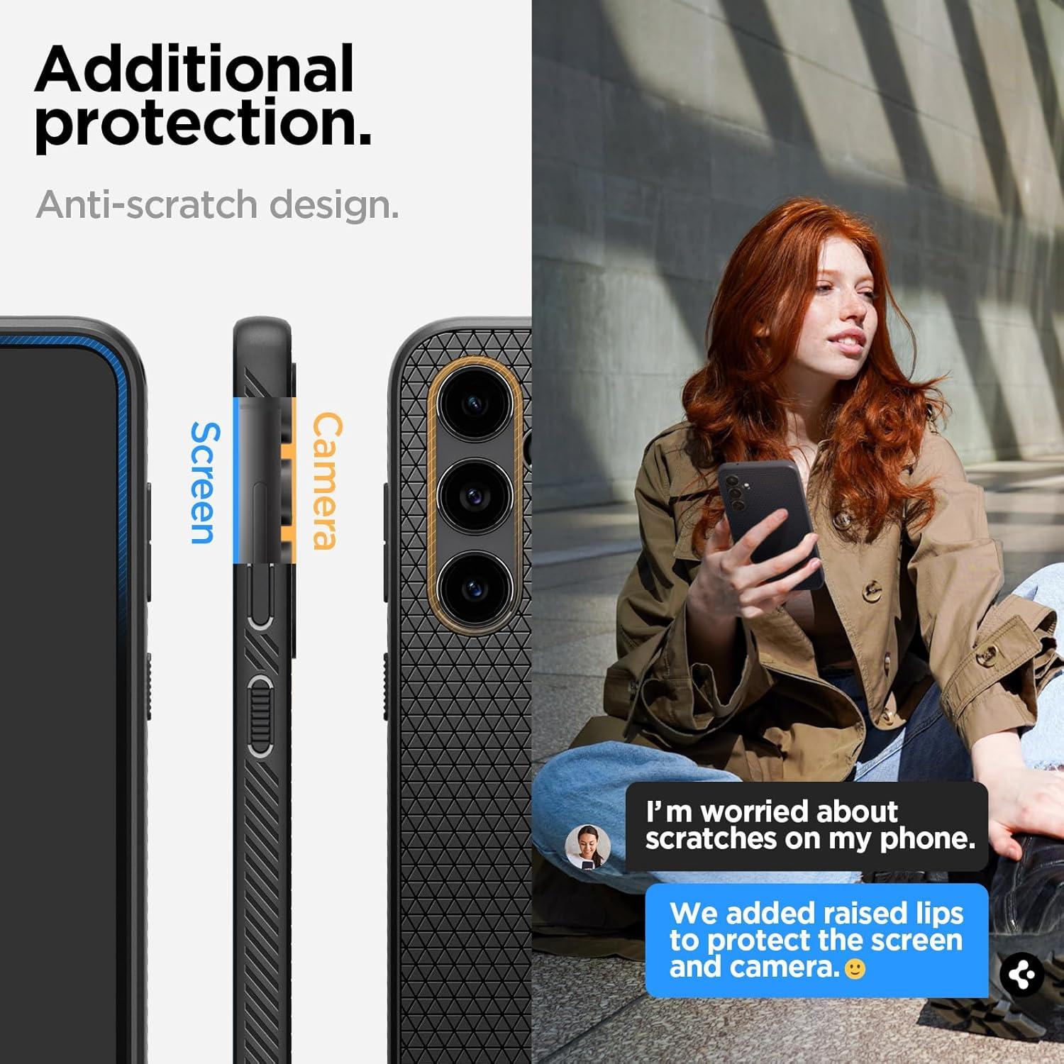 imageSpigen Liquid Air Designed for Galaxy S25 Edge Case 2025 No Magnet Ring MilitaryGrade Protection Marble GrayMatte Black