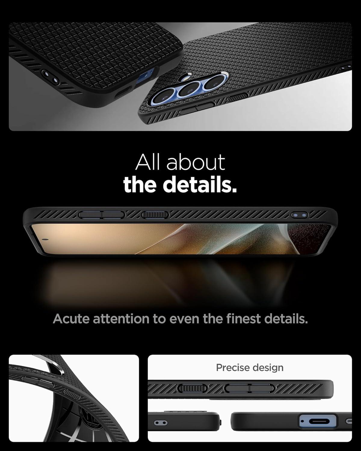 imageSpigen Liquid Air Designed for Galaxy S25 Edge Case 2025 No Magnet Ring MilitaryGrade Protection Marble GrayMatte Black