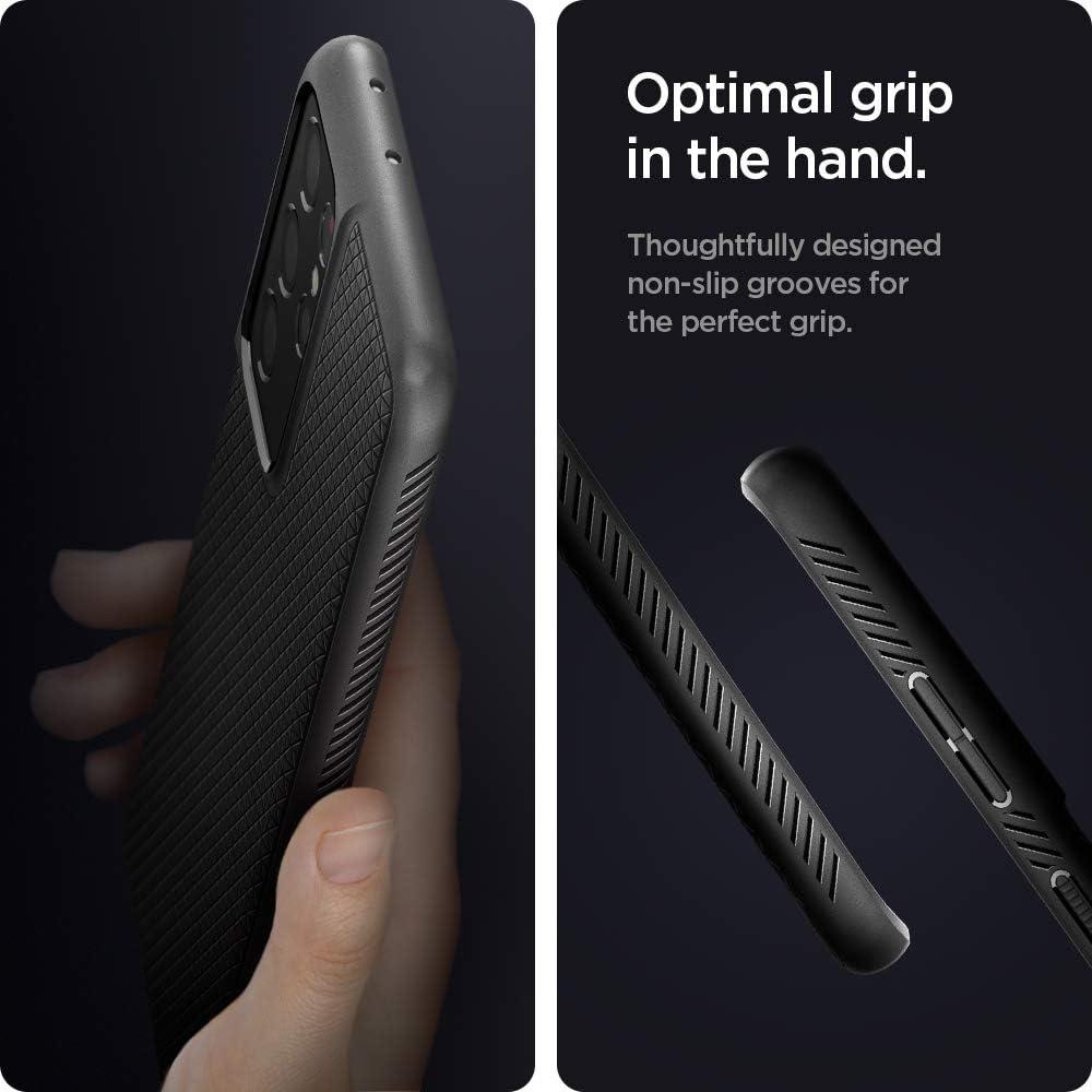 imageSpigen Liquid Air Designed for Galaxy S25 Edge Case 2025 No Magnet Ring MilitaryGrade Protection Marble GrayMatte Black