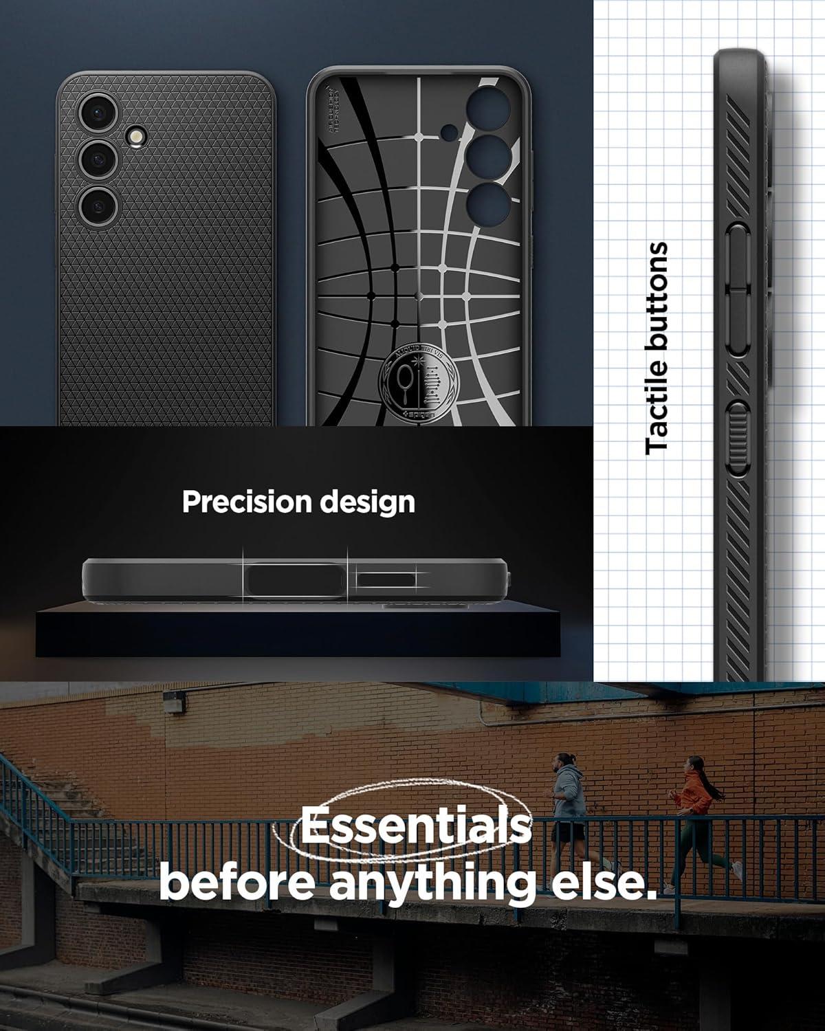 imageSpigen Liquid Air Designed for Galaxy S25 Edge Case 2025 No Magnet Ring MilitaryGrade Protection Marble GrayMatte Black