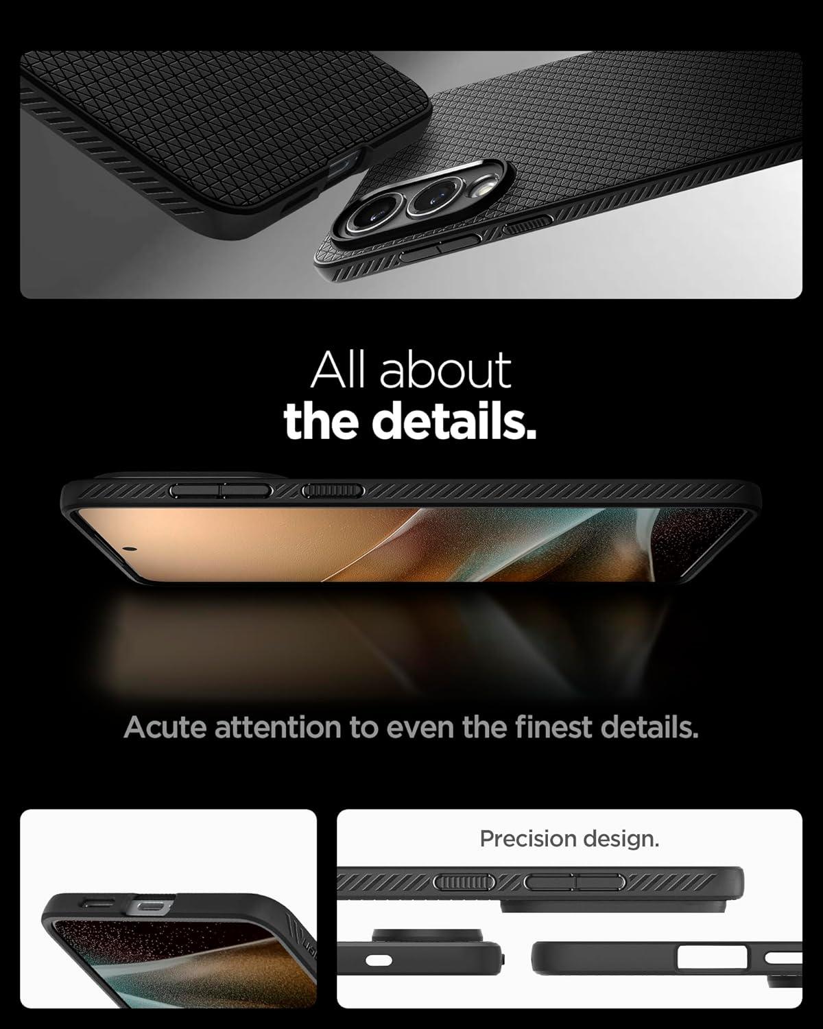 imageSpigen Liquid Air Designed for Galaxy S25 Edge Case 2025 No Magnet Ring MilitaryGrade Protection Marble GrayMatte Black