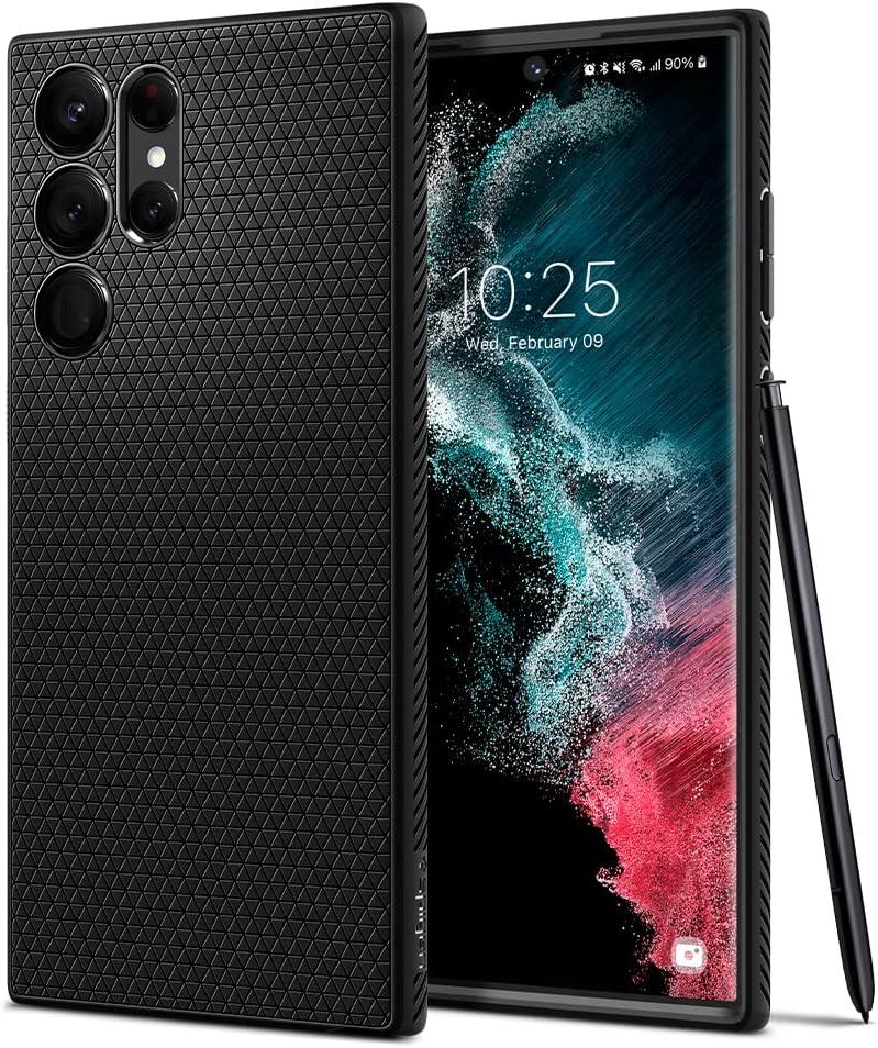 imageSpigen Liquid Air Designed for Galaxy S25 Edge Case 2025 No Magnet Ring MilitaryGrade Protection Marble GrayMatte Black