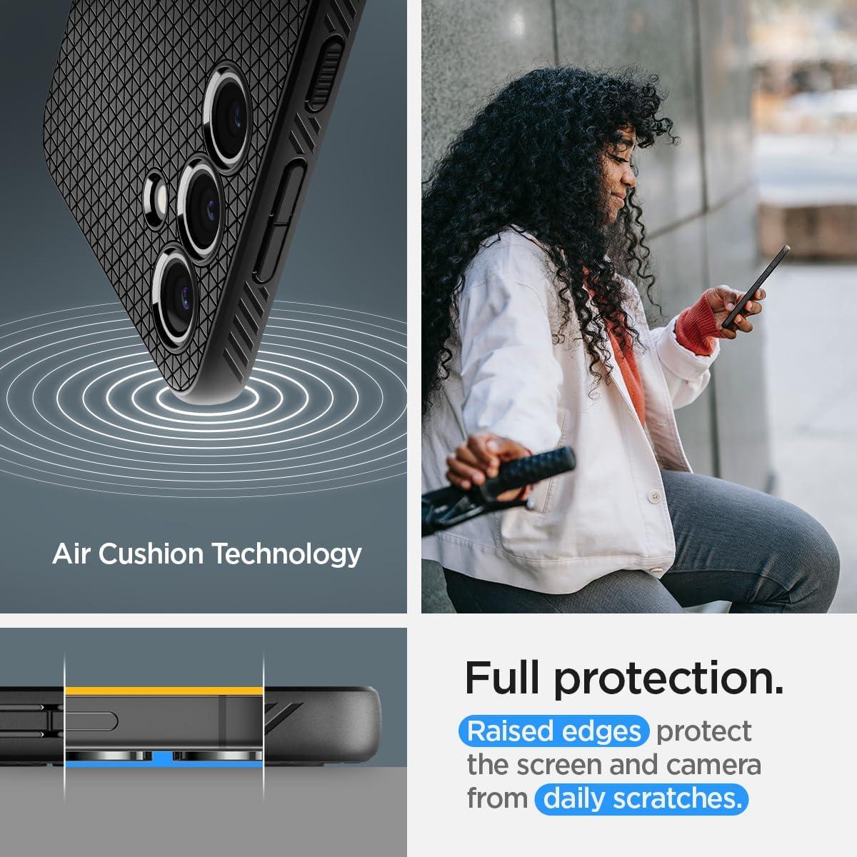 imageSpigen Liquid Air Designed for Galaxy S25 Edge Case 2025 No Magnet Ring MilitaryGrade Protection Marble GrayMatte Black